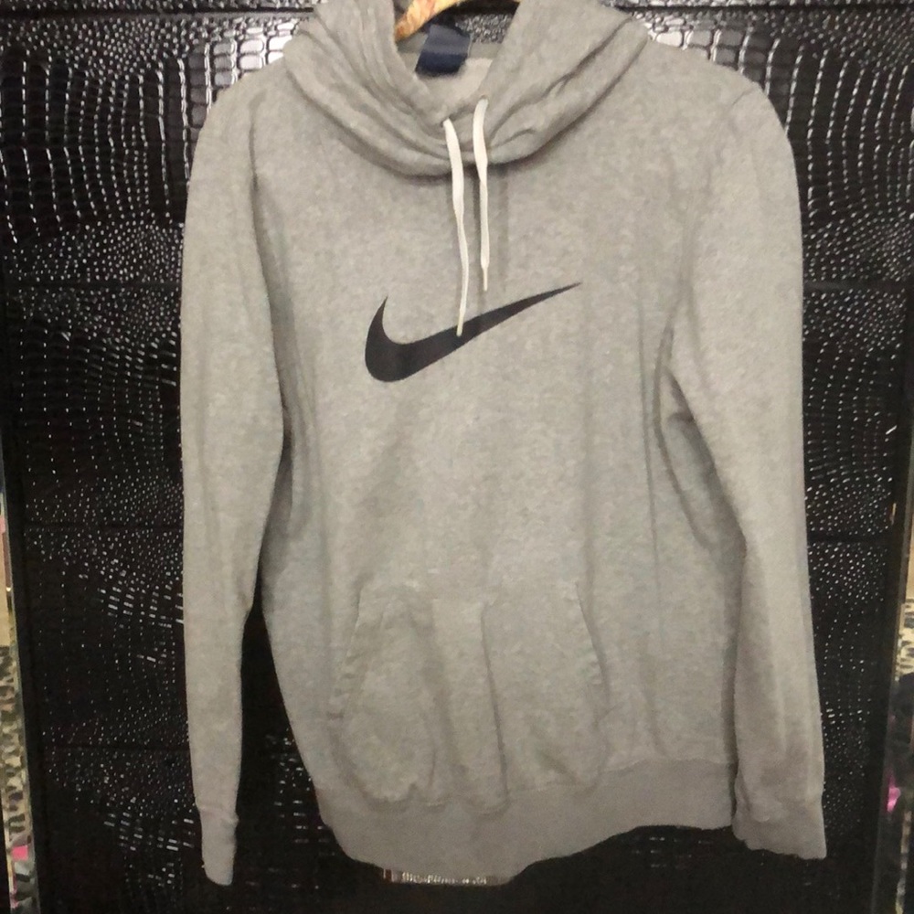 Nike women’s grey hoodie. Cowl neck with draw strings. Size XL.